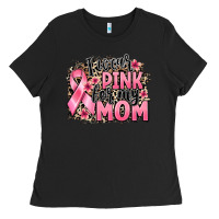 Black i wear pink for my mom Ladies Tee - BarkalooDesign