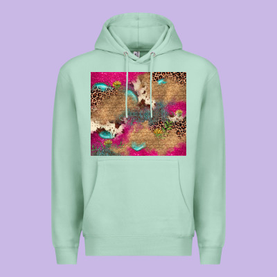 Pink Glitter Leopard Sunflower Gemstone Premium Hoodie Designed By Jahusdesignshop