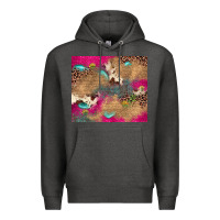 Charcoal Heather pink glitter leopard sunflower gemstone Premium Hoodie - JahusDesignShop