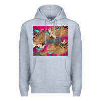 Heather Grey pink glitter leopard sunflower gemstone Premium Hoodie - JahusDesignShop