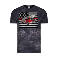 Cloud Black thin red line American flag fire truck Vintage Tee - Artiststas