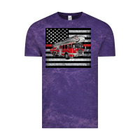 Cloud Purple thin red line American flag fire truck Vintage Tee - Artiststas