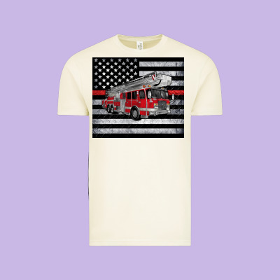 Thin Red Line American Flag Fire Truck Vintage Tee Designed By Artiststas