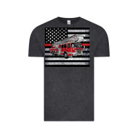 Vintage Black thin red line American flag fire truck Vintage Tee - Artiststas