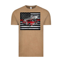Vintage Coffee thin red line American flag fire truck Vintage Tee - Artiststas