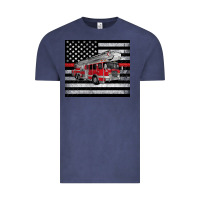 Vintage Denim thin red line American flag fire truck Vintage Tee - Artiststas