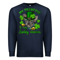 Navy st.patrick's day my french bulldog is my lucky charm Premium Sweatshirt - RanaPortraitStore