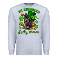 Heather Grey st.patrick's day my shepherd is my lucky charm Premium Sweatshirt - RanaPortraitStore