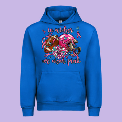 In October We Wear Pink Football Urban Hoodie Designed By Adodesignshop