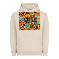 Pigment French Oak cross sunflower butterfly Urban Hoodie - JahusDesignShop