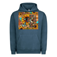Pigment Midnight Navy cross sunflower butterfly Urban Hoodie - JahusDesignShop