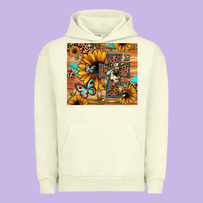 Cross Sunflower Butterfly Urban Hoodie Designed By Jahusdesignshop