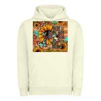 Pigment Pistachio cross sunflower butterfly Urban Hoodie - JahusDesignShop