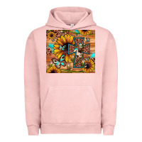 Pigment Salmon cross sunflower butterfly Urban Hoodie - JahusDesignShop