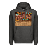Charcoal Heather leopard glitter sunflower gemstone Premium Hoodie - JahusDesignShop