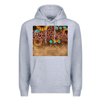 Heather Grey leopard glitter sunflower gemstone Premium Hoodie - JahusDesignShop