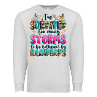Dove Grey ive survived too many storms to be bothered by raindrops Premium Sweatshirt - texasbilliewilder