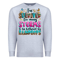 Heather Grey ive survived too many storms to be bothered by raindrops Premium Sweatshirt - texasbilliewilder