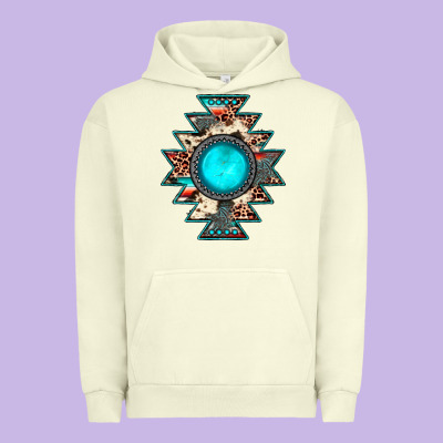 Aztec Leopard Turquoise Gemstone Urban Hoodie Designed By Jahusdesignshop