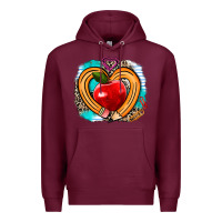 Burgundy teacher heart pen Premium Hoodie - AdoDesignShop