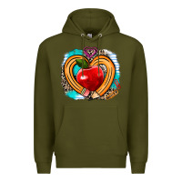 Army Green teacher heart pen Premium Hoodie - AdoDesignShop