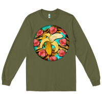 Army Green banana and strawberries with tiger pattern Long Sleeve Tee - BarkalooDesign