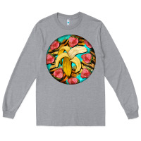 Heather Grey banana and strawberries with tiger pattern Long Sleeve Tee - BarkalooDesign