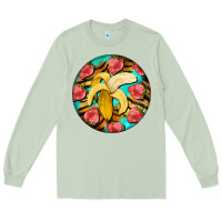 Matcha banana and strawberries with tiger pattern Long Sleeve Tee - BarkalooDesign