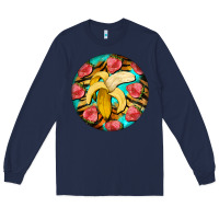 Navy banana and strawberries with tiger pattern Long Sleeve Tee - BarkalooDesign