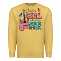 Antique Gold just a girl who loves country music Premium Sweatshirt - texasbilliewilder