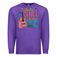 Purple just a girl who loves country music Premium Sweatshirt - texasbilliewilder