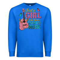 True Royal just a girl who loves country music Premium Sweatshirt - texasbilliewilder