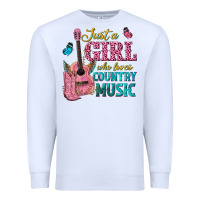 White just a girl who loves country music Premium Sweatshirt - texasbilliewilder