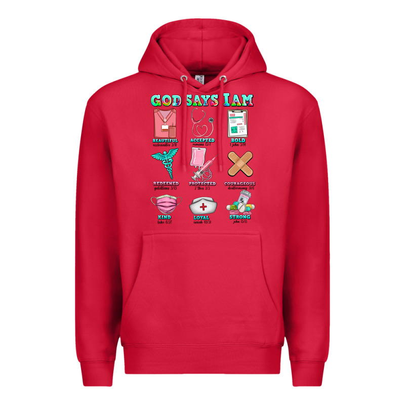 Nurse God Says I Am  Nurse Elements Premium Hoodie by AdoDesignShop | Teevron