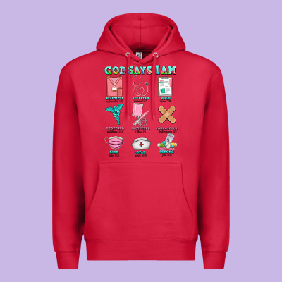 Nurse God Says I Am  Nurse Elements Premium Hoodie Designed By Adodesignshop