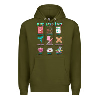 Army Green nurse god says i am  nurse elements Premium Hoodie - AdoDesignShop