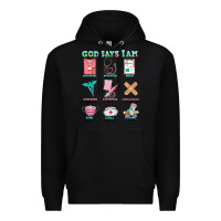 Black nurse god says i am  nurse elements Premium Hoodie - AdoDesignShop