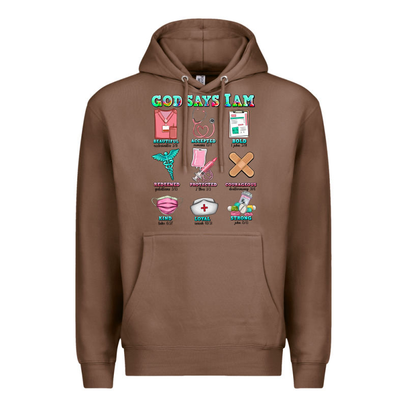 Nurse God Says I Am  Nurse Elements Premium Hoodie by AdoDesignShop | Teevron