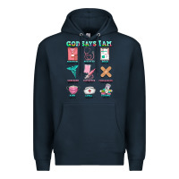 Navy nurse god says i am  nurse elements Premium Hoodie - AdoDesignShop