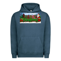 Pigment Midnight Navy merry christmas with santa claus license plate Urban Hoodie - BundleAndBundleShop