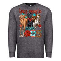 Charcoal Heather less people more dogs Premium Sweatshirt - texasbilliewilder