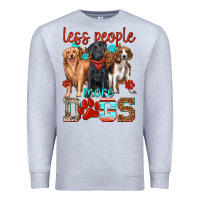 Heather Grey less people more dogs Premium Sweatshirt - texasbilliewilder