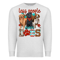 Oatmeal Heather less people more dogs Premium Sweatshirt - texasbilliewilder