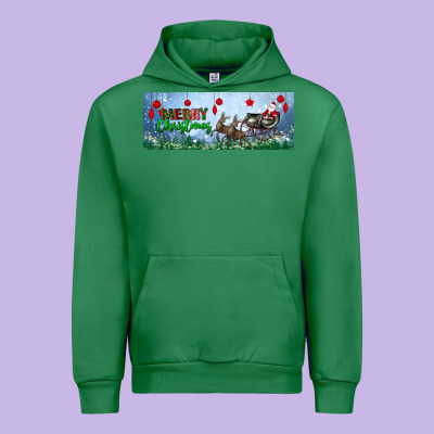 Merry Christmas With Santa Sleigh Urban Hoodie Designed By Bundleandbundleshop