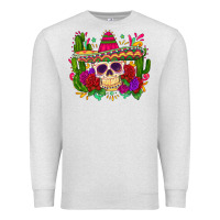 Oatmeal Heather mexican skull Premium Sweatshirt - Zillion Design Studio