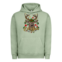 Pigment Oil Green oh deer Christmas Urban Hoodie - BundleAndBundleShop