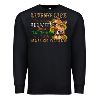 Black living life somewhere between jesus take the wheel Premium Sweatshirt - texasbilliewilder