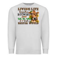 Dove Grey living life somewhere between jesus take the wheel Premium Sweatshirt - texasbilliewilder