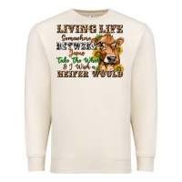 Sandshell living life somewhere between jesus take the wheel Premium Sweatshirt - texasbilliewilder