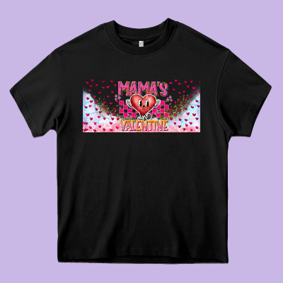 Mama Is Valentine 16oz Heavy Core Tee Designed By Cowhidedigitalart
